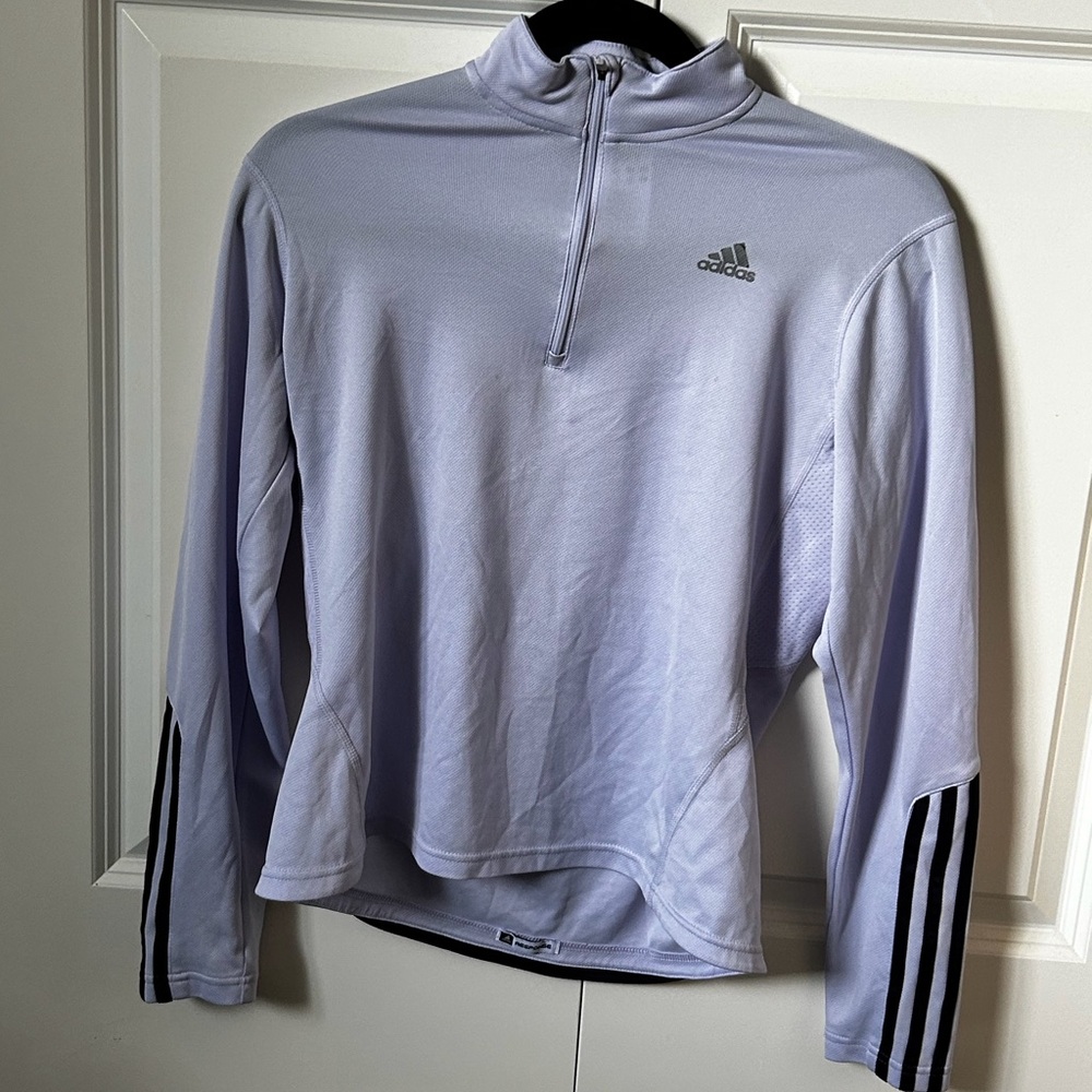 Adidas Lavender Quarter-Zip Top with Black Stripes